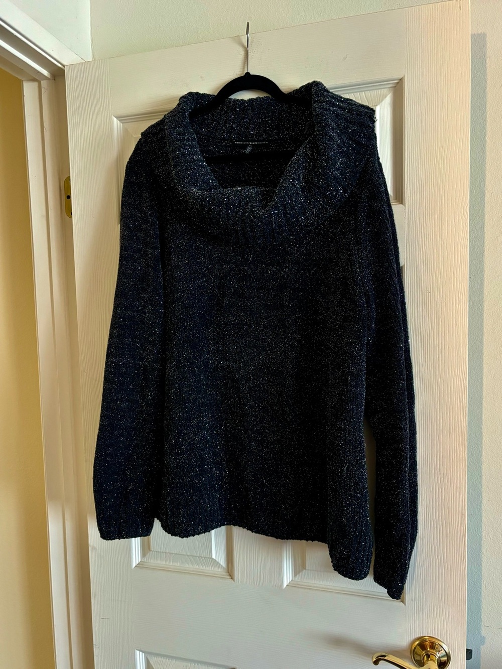 WHBM Black & Silver Cowl Neck Sweater, Size XL, Excellent Condition